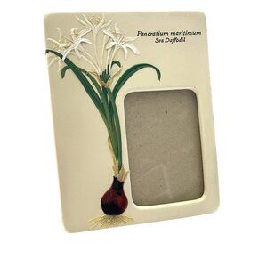 CARR Ceramic Picture Frame Daffodil Botanical Garden Flower Bulb 3.5" X 5"